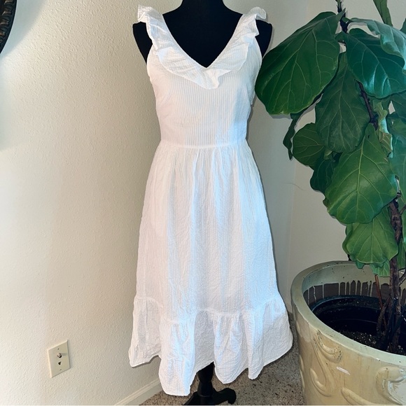 Vineyard Vines for Target Women’s White Seersucker Sleeveless Ruffle Sundress S - Picture 5 of 16